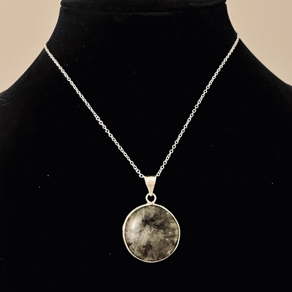925 Sterling Silver Natural Stone Pendant Necklace